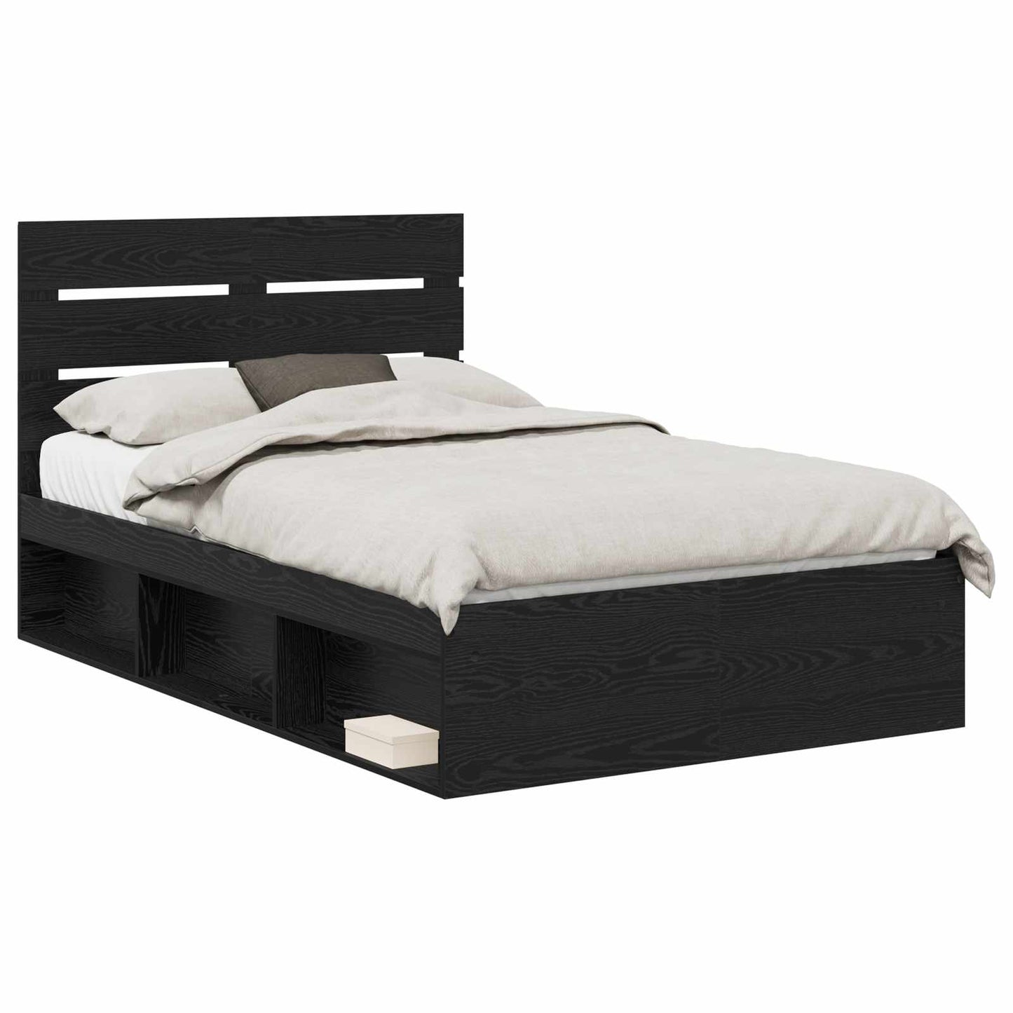 Struttura del letto Nero 135 x 190 cm Pino massello | homemem39