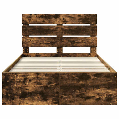 Struttura del letto Rovere fumé 135 x 190 cm Pino massello | homemem39