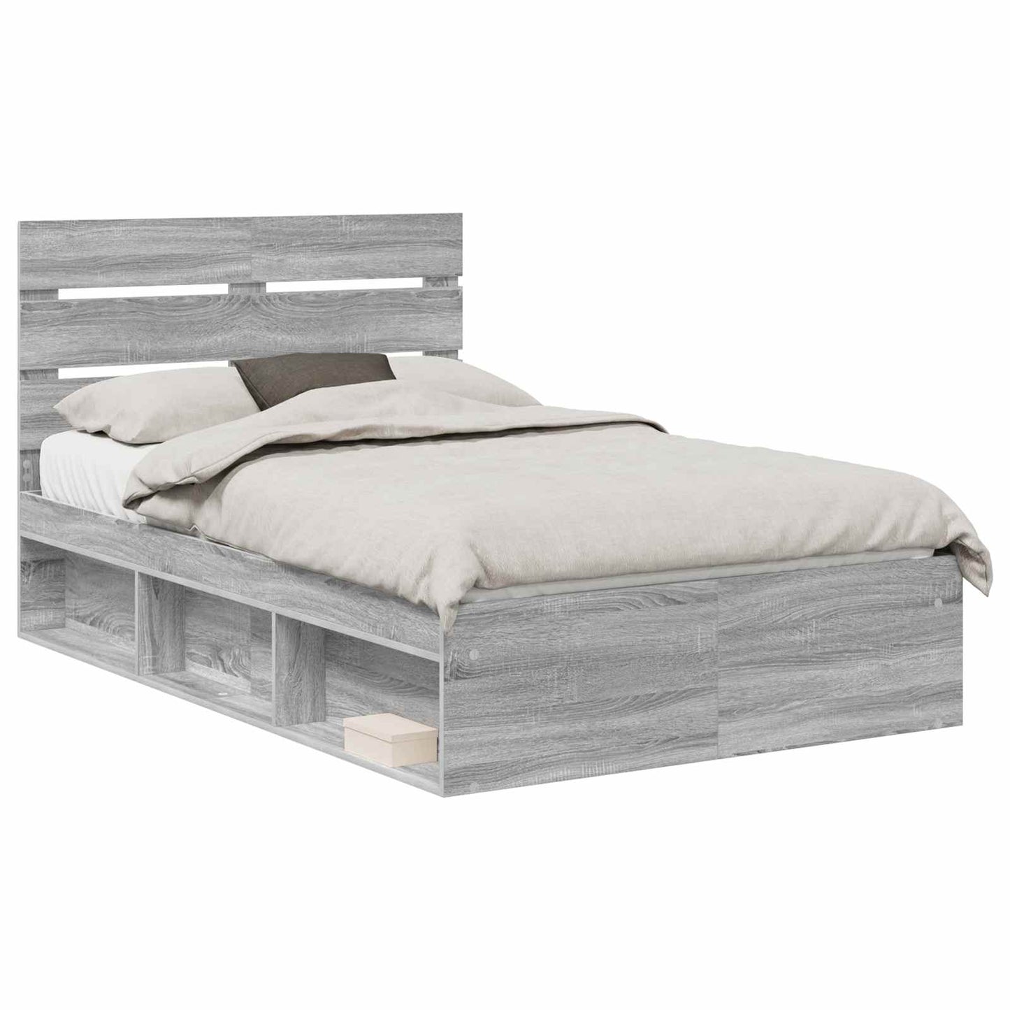 Struttura del letto Grigio Sonoma 135 x 190 cm Pino massello | homemem39