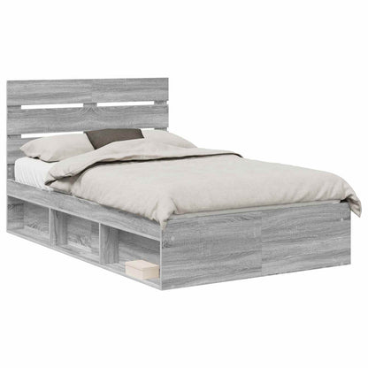 Struttura del letto Grigio Sonoma 135 x 190 cm Pino massello | homemem39