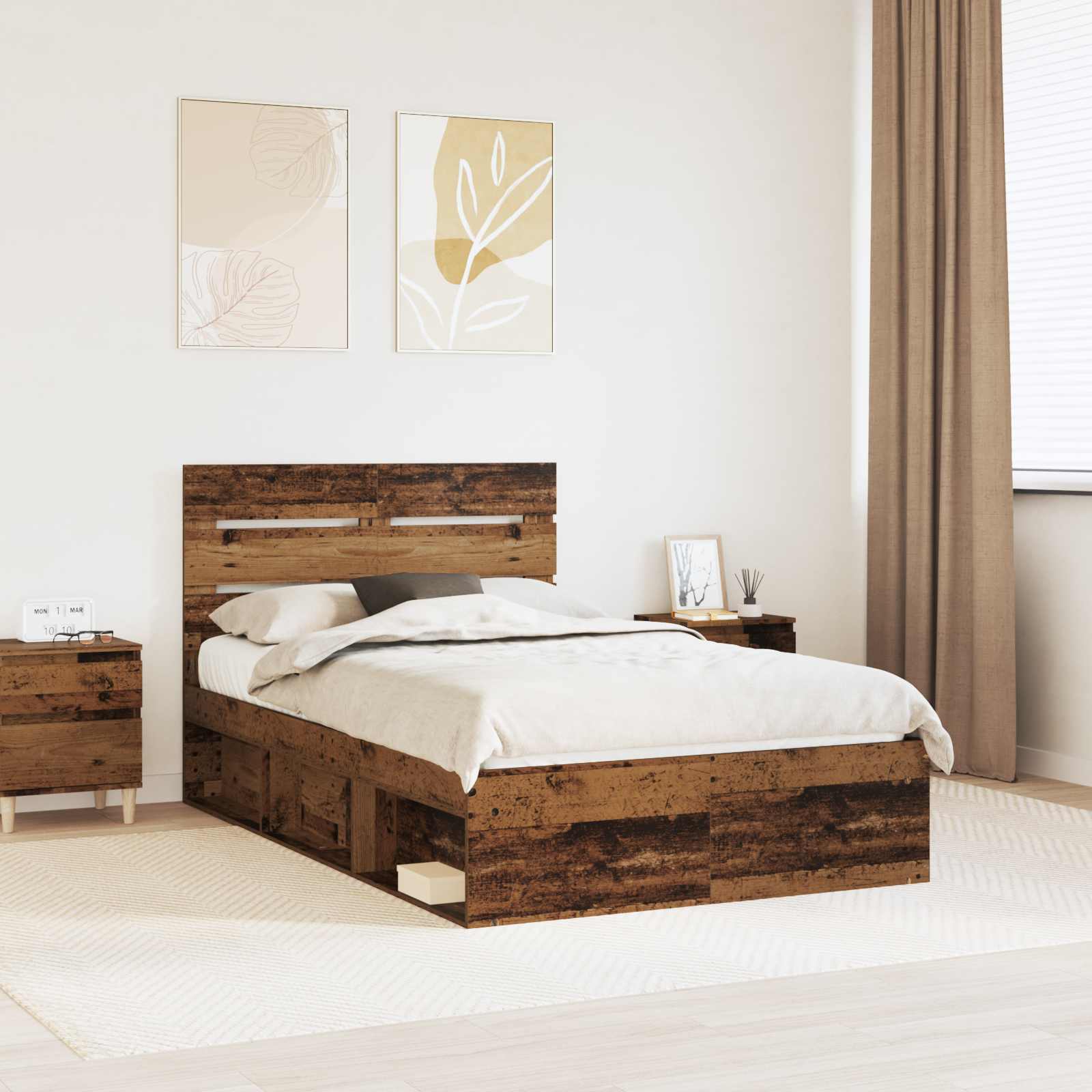 Struttura del letto Legno vecchio 135 x 190 cm Pino massello | homemem39