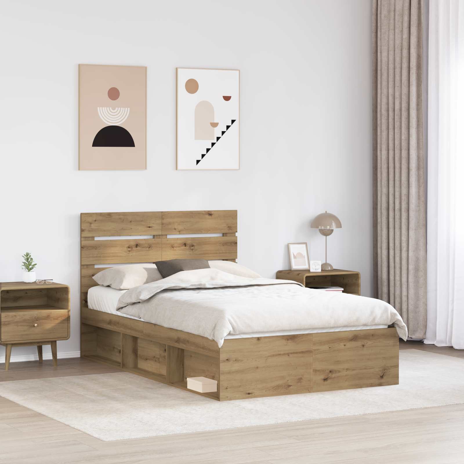 Struttura del letto Rovere Artigianale 135 x 190 cm | homemem39