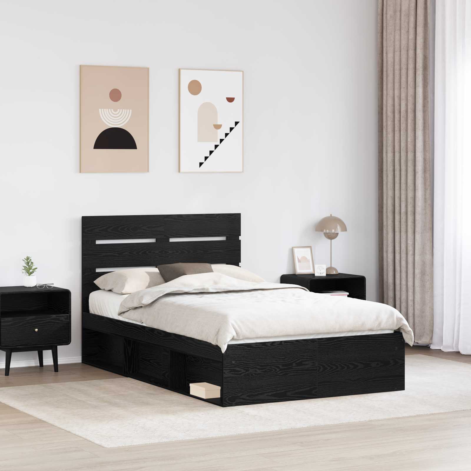 Struttura del letto Nero 120 x 190 cm Pino massello | homemem39