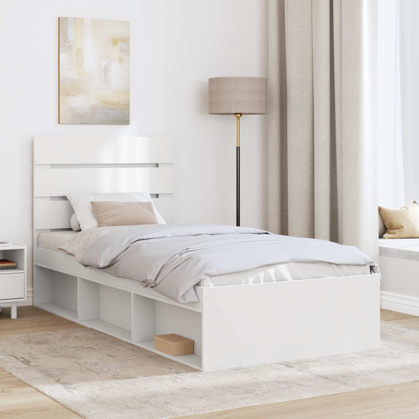 Struttura del letto Bianco 100 x 200 cm Pino massello | homemem39