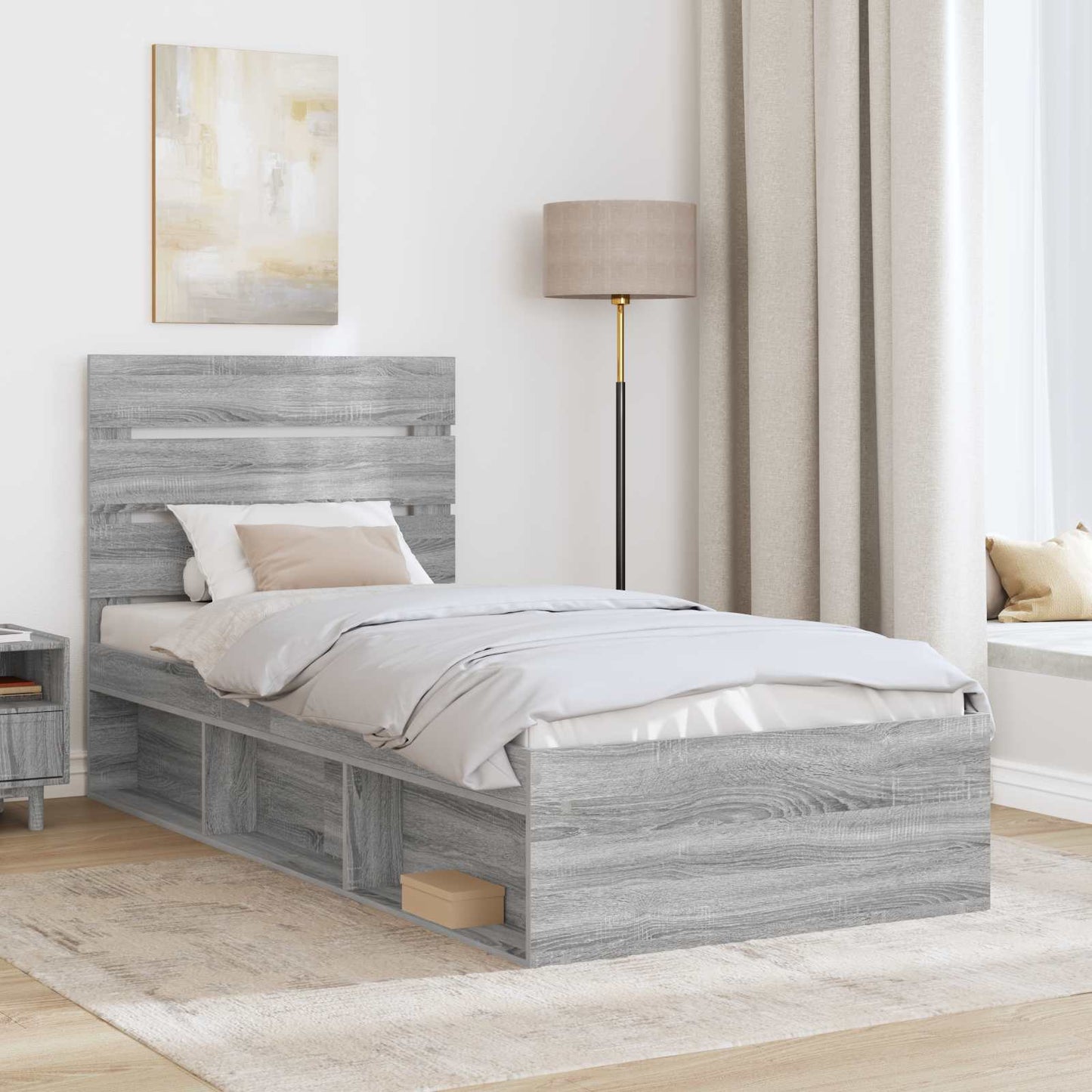 Struttura del letto Grigio Sonoma 100 x 200 cm Pino massello | homemem39