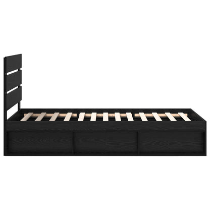 Struttura del letto con testiera Nero 90 x 200 cm Pino massello | homemem39
