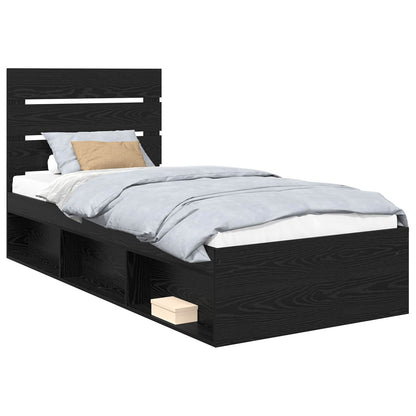 Struttura del letto con testiera Nero 90 x 190 cm Pino massello | homemem39