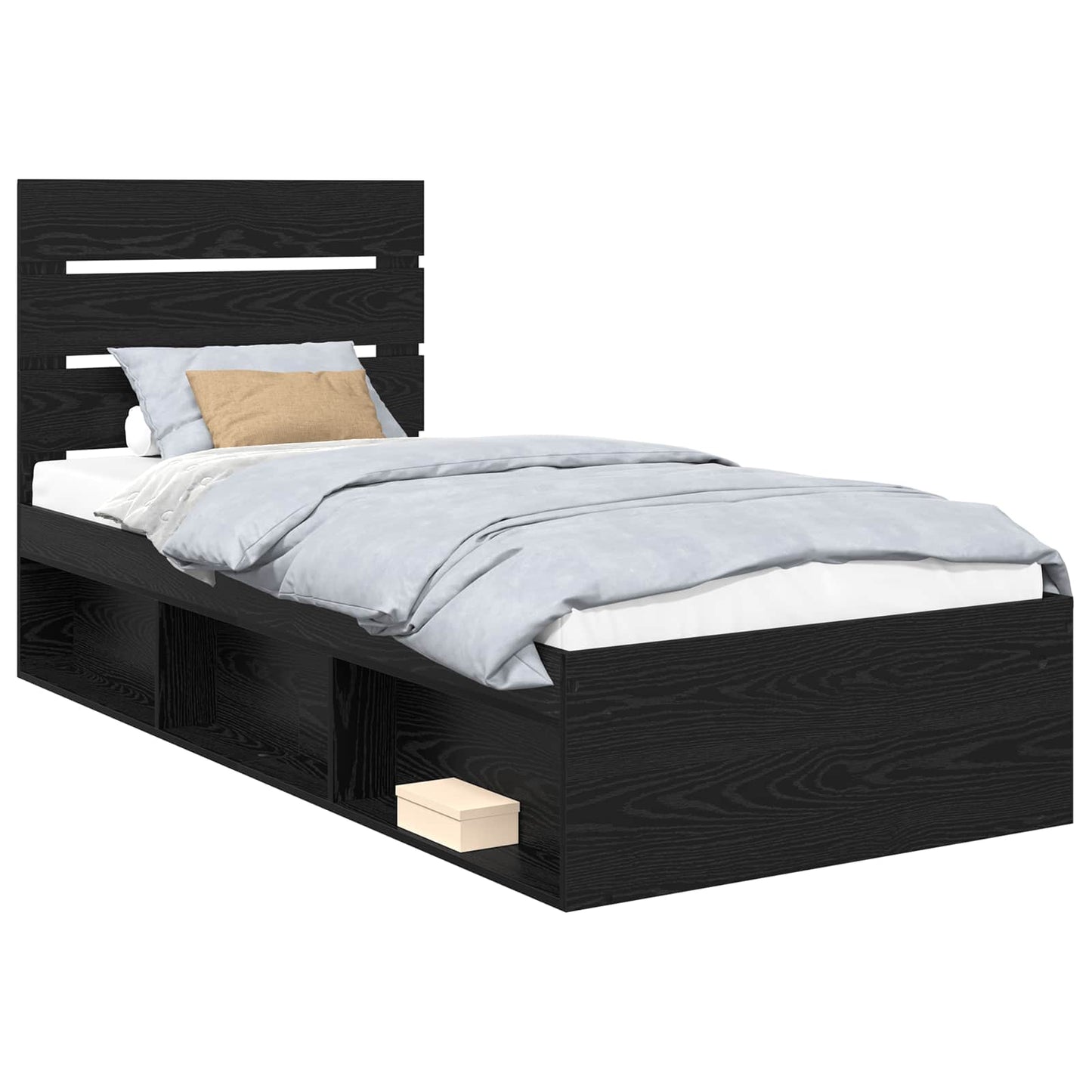 Struttura del letto con testiera Nero 75 x 190 cm Pino massello | homemem39