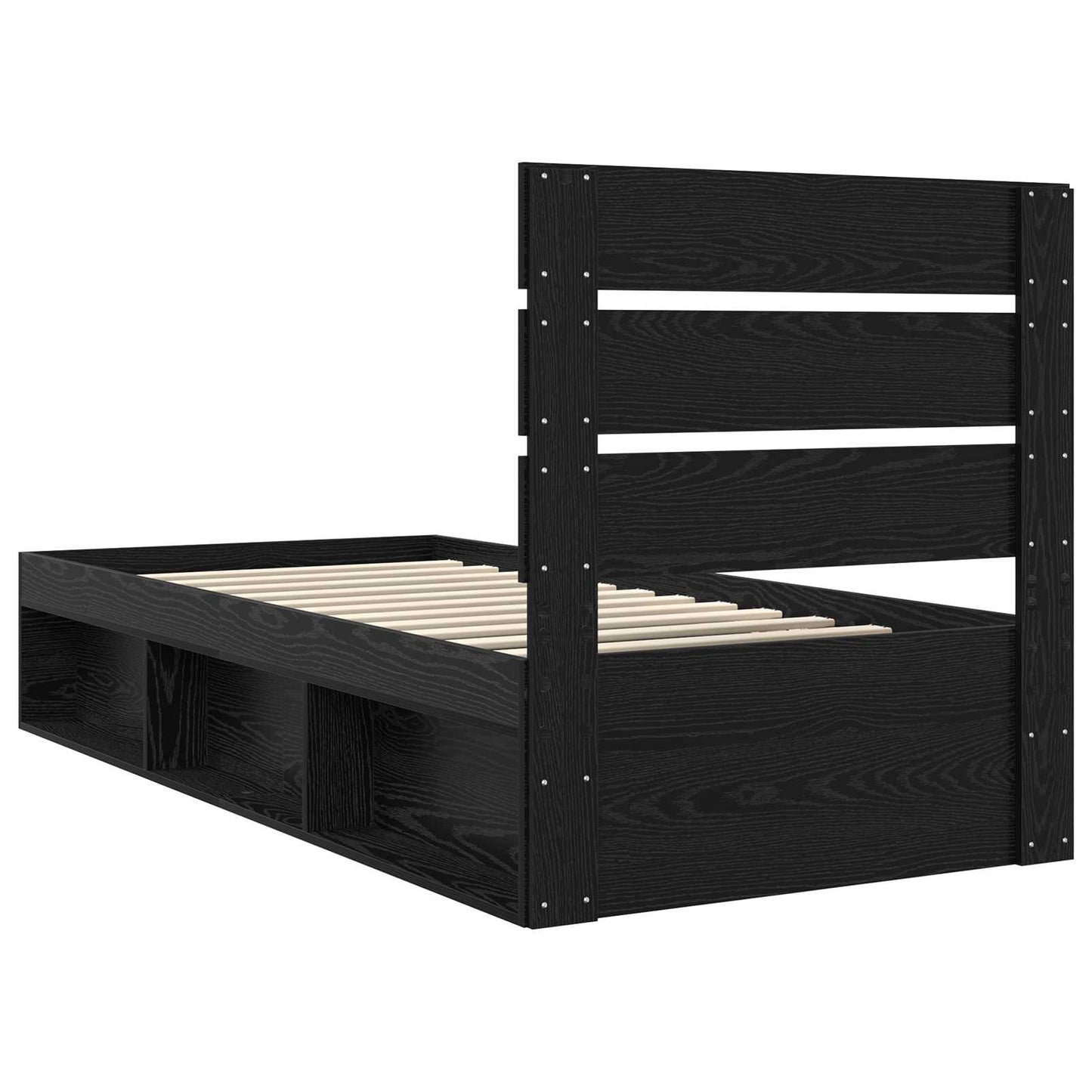 Struttura del letto con testiera Nero 75 x 190 cm Pino massello | homemem39