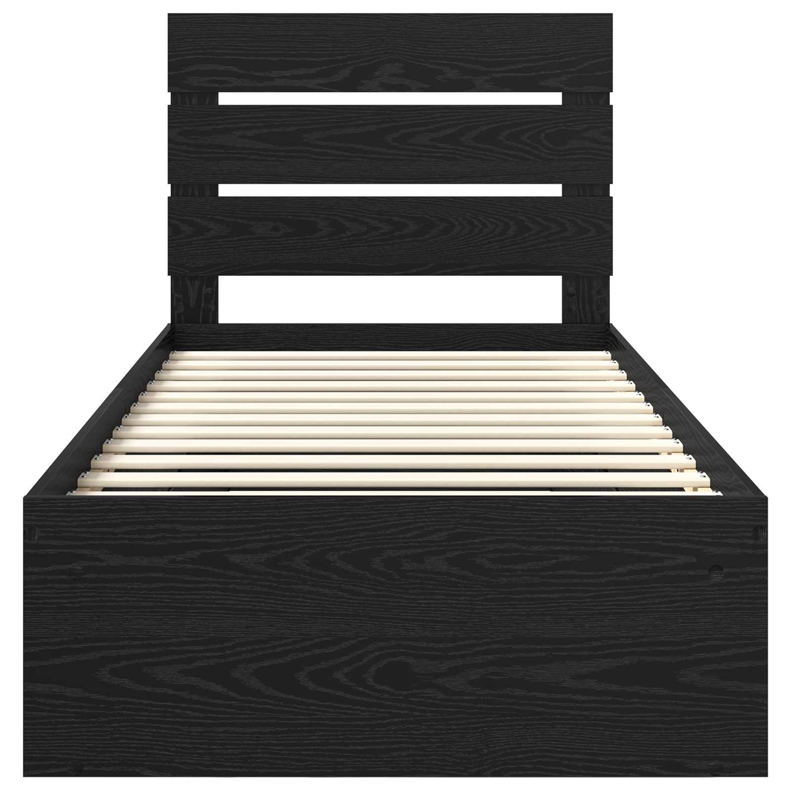 Struttura del letto con testiera Nero 75 x 190 cm Pino massello | homemem39