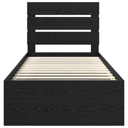 Struttura del letto con testiera Nero 75 x 190 cm Pino massello | homemem39