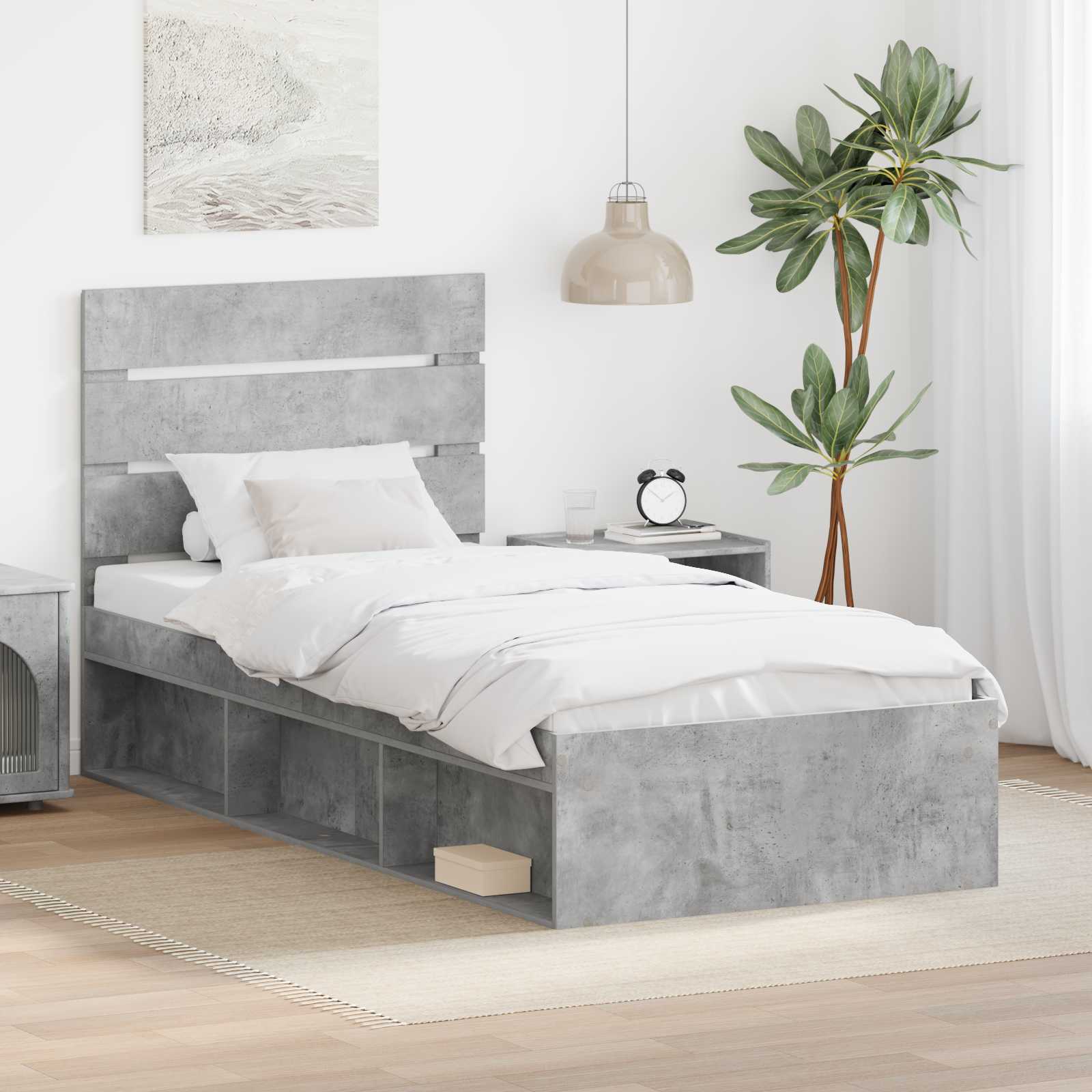 Struttura del letto Grigio Concretè 75 x 190 cm Pino massello | homemem39