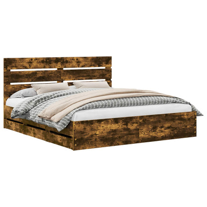 Struttura del letto con cassetto Rovere fumé 200 x 200 cm