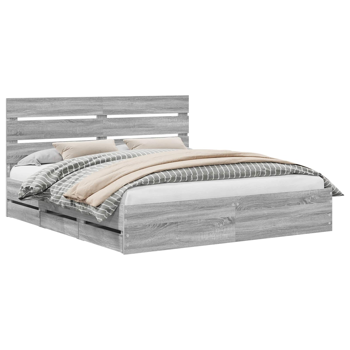 Struttura del letto con cassetto Grigio Sonoma 200 x 200 cm