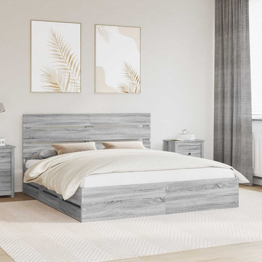 Struttura del letto con cassetto Grigio Sonoma 180 x 200 cm | homemem39