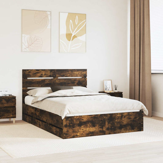 Struttura del letto con cassetto Rovere fumé 160 x 200 cm | homemem39