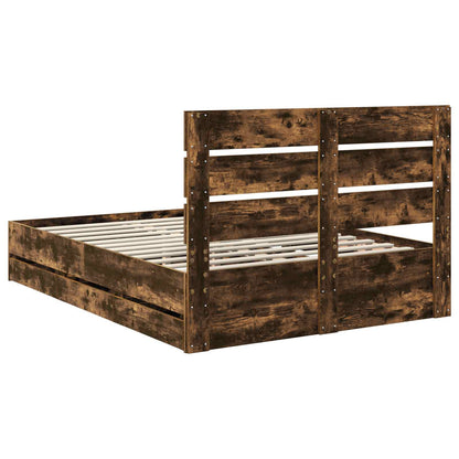 Struttura del letto con cassetto Rovere fumé 160 x 200 cm | homemem39