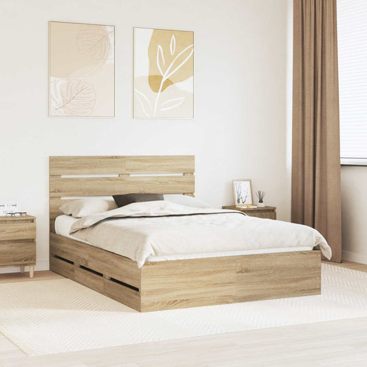 Struttura del letto con cassetto Rovere Sonoma 150 x 200 cm | homemem39
