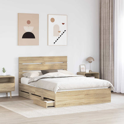 Struttura del letto con cassetto Rovere Sonoma 150 x 200 cm | homemem39