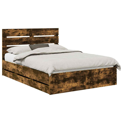 Struttura del letto con cassetto Rovere fumé 150 x 200 cm | homemem39