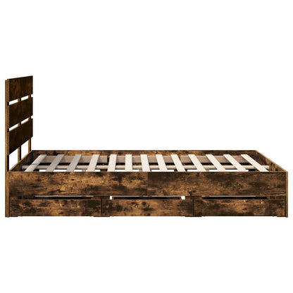Struttura del letto con cassetto Rovere fumé 150 x 200 cm | homemem39