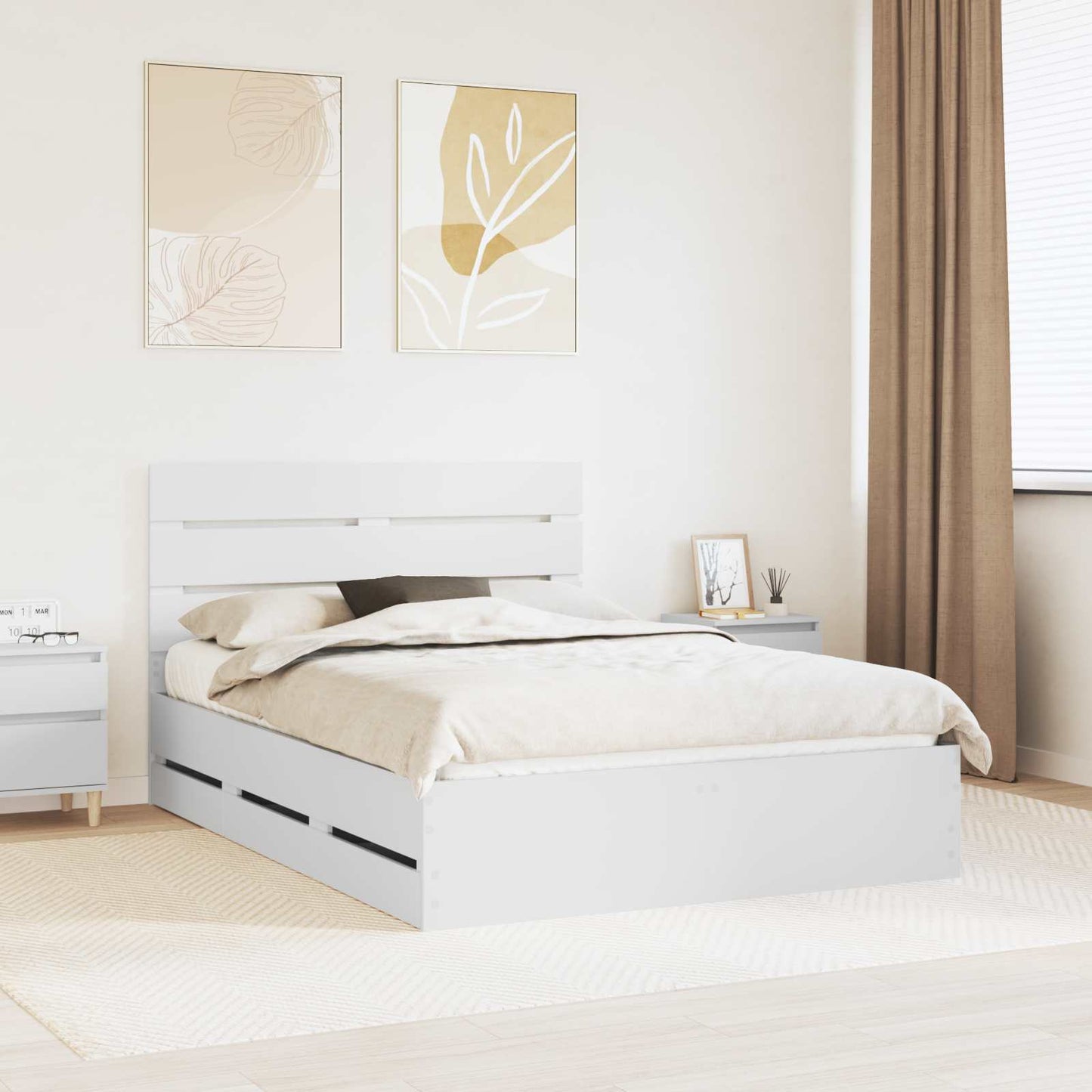Struttura del letto Bianco 140 x 190 cm Legno Ingegnerizzato | homemem39