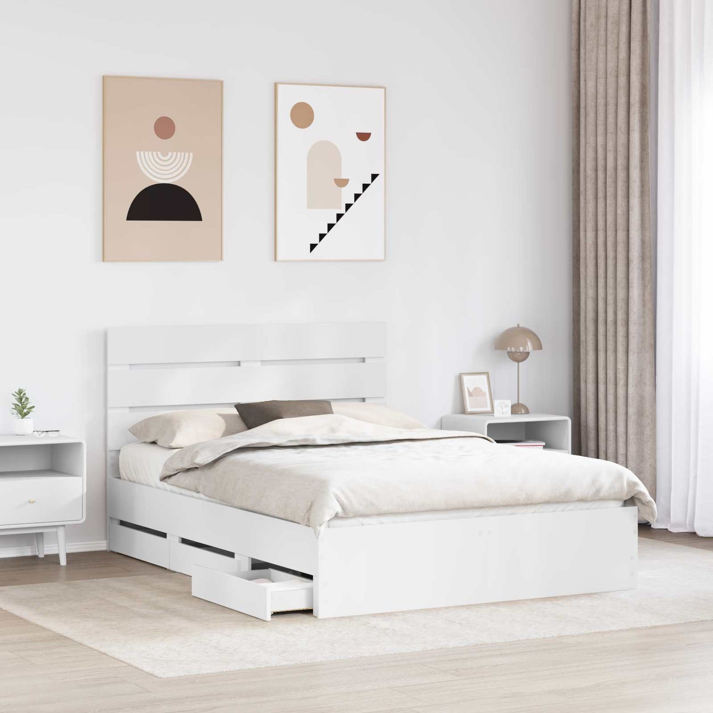 Struttura del letto Bianco 140 x 190 cm Legno Ingegnerizzato | homemem39