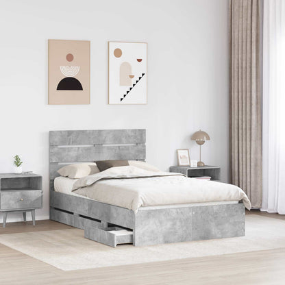 Struttura del letto con cassetto Grigio cemento 135 x 190 cm