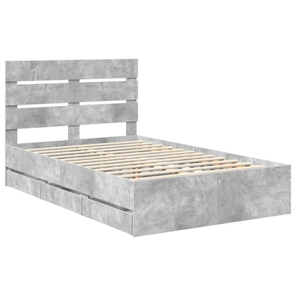 Struttura del letto con cassetto Grigio cemento 135 x 190 cm