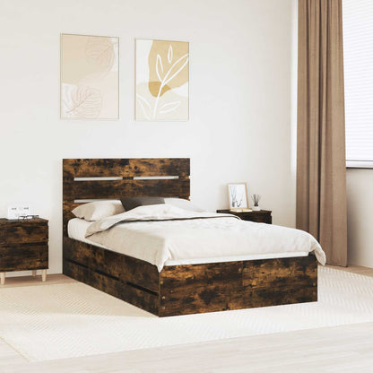Struttura del letto con cassetto Rovere fumé 135 x 190 cm