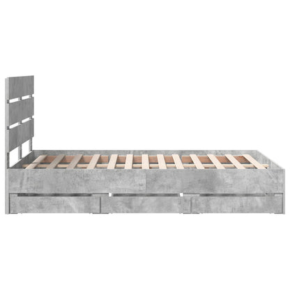 Struttura del letto con cassetto Grigio cemento 120 x 190 cm