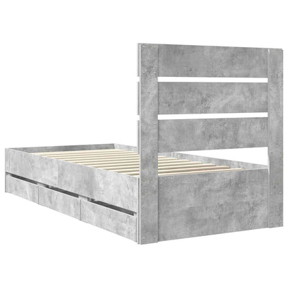 Struttura del letto con cassetto Grigio cemento 90 x 200 cm | homemem39