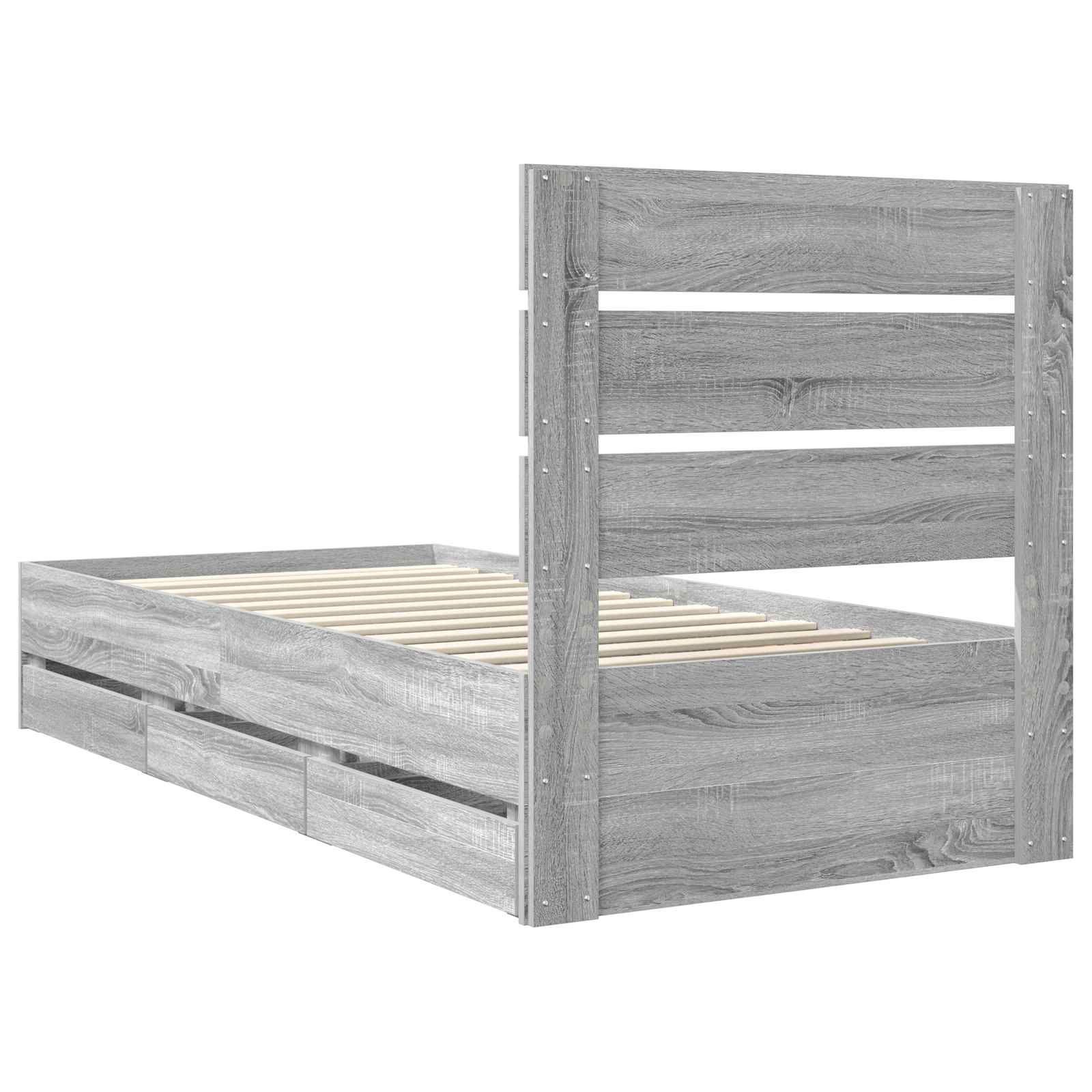 Struttura del letto con cassetto Grigio Sonoma 90 x 200 cm | homemem39