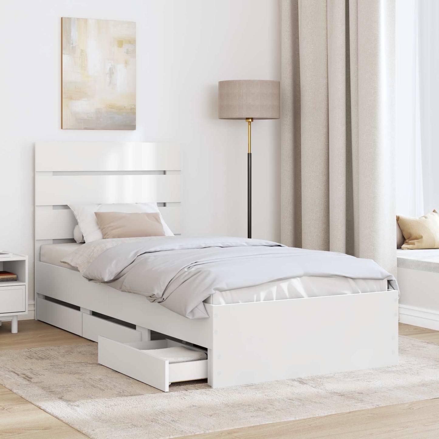 Struttura del letto Bianco 90 x 190 cm Legno Ingegnerizzato | homemem39