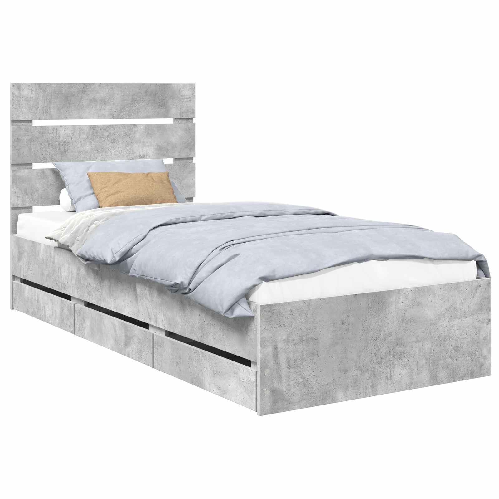 Struttura del letto con cassetto Grigio cemento 90 x 190 cm | homemem39