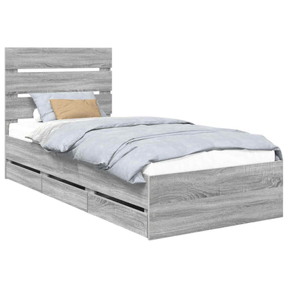 Struttura del letto con cassetto Grigio Sonoma 90 x 190 cm | homemem39