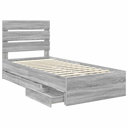 Struttura del letto con cassetto Grigio Sonoma 90 x 190 cm | homemem39