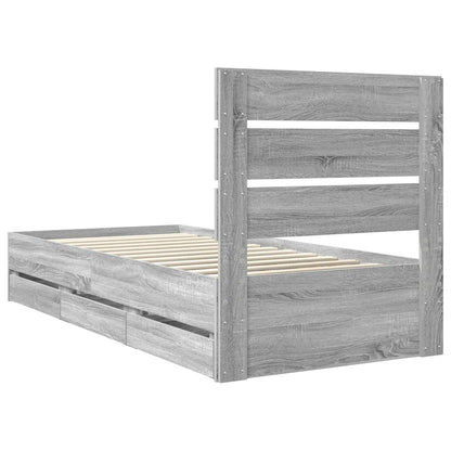 Struttura del letto con cassetto Grigio Sonoma 90 x 190 cm | homemem39