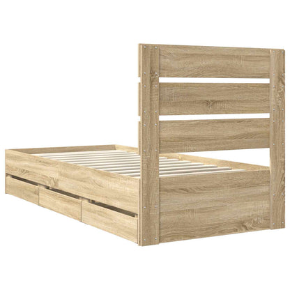Struttura del letto con cassetto Rovere Sonoma 75 x 190 cm - homemem39