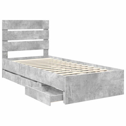 Struttura del letto con cassetto Grigio cemento 75 x 190 cm | homemem39