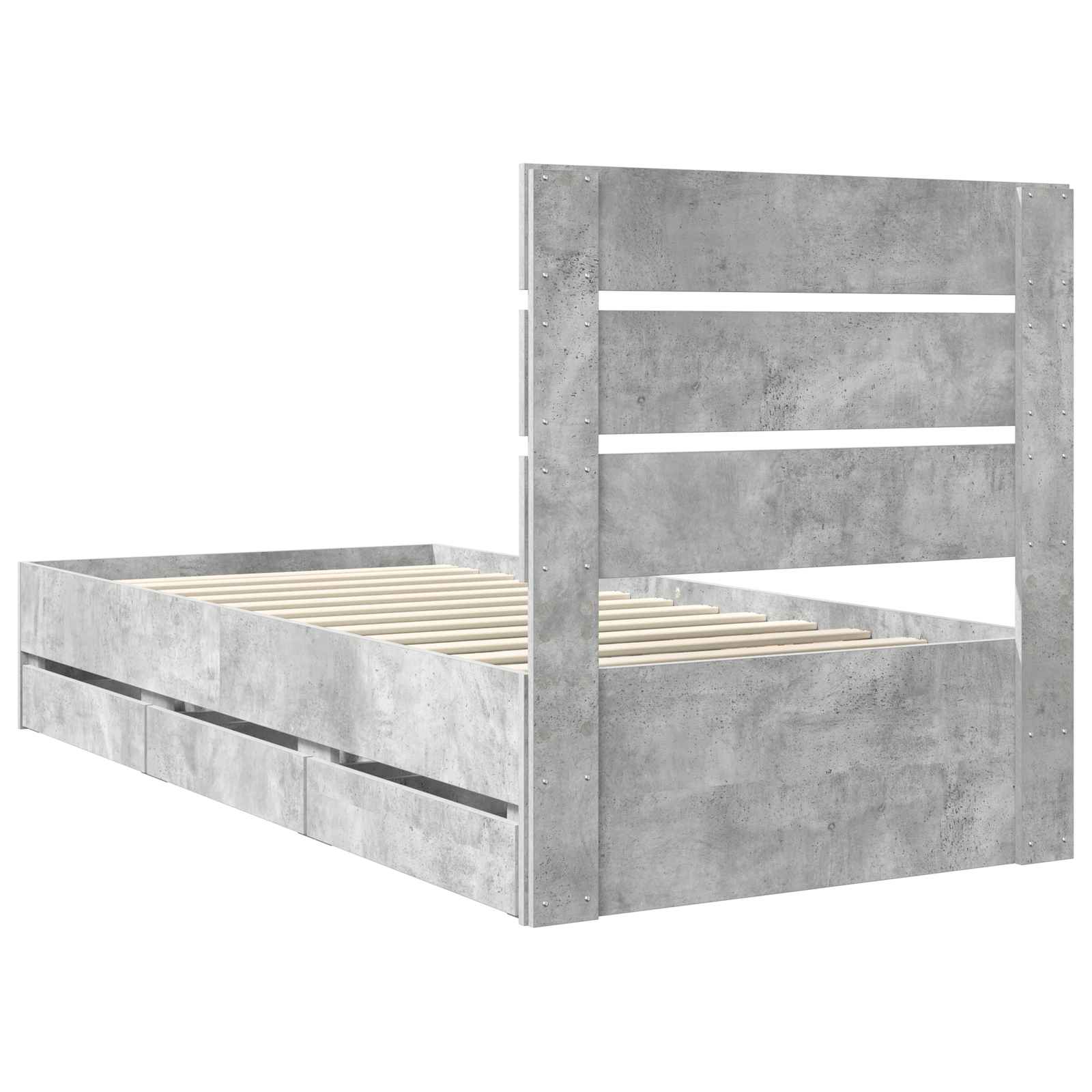 Struttura del letto con cassetto Grigio cemento 75 x 190 cm | homemem39