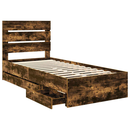 Struttura del letto con cassetto Rovere fumé 75 x 190 cm | homemem39