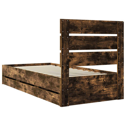 Struttura del letto con cassetto Rovere fumé 75 x 190 cm | homemem39