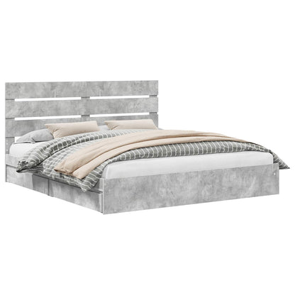 Letto con Contenitore con testiera Grigio cemento 200 x 200 cm | homemem39