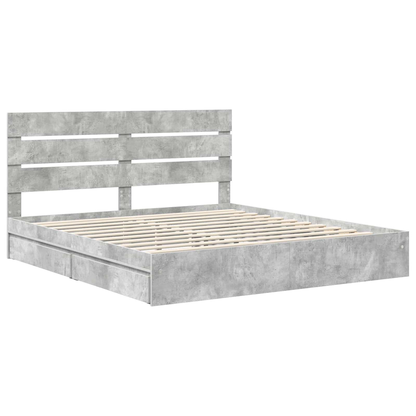 Letto con Contenitore con testiera Grigio cemento 200 x 200 cm | homemem39