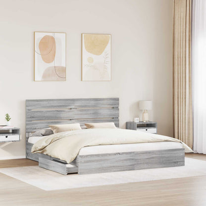 Letto con Contenitore con testiera Grigio Sonoma 200 x 200 cm | homemem39