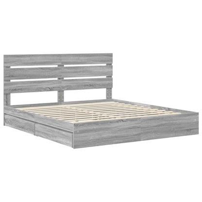 Letto con Contenitore con testiera Grigio Sonoma 200 x 200 cm | homemem39