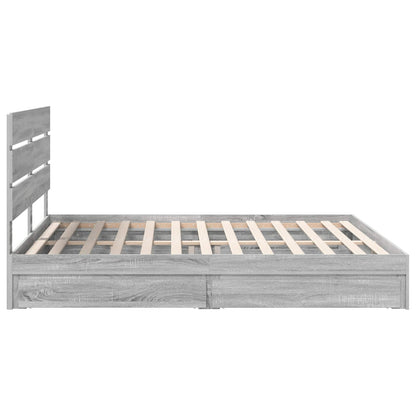 Letto con Contenitore con testiera Grigio Sonoma 200 x 200 cm | homemem39