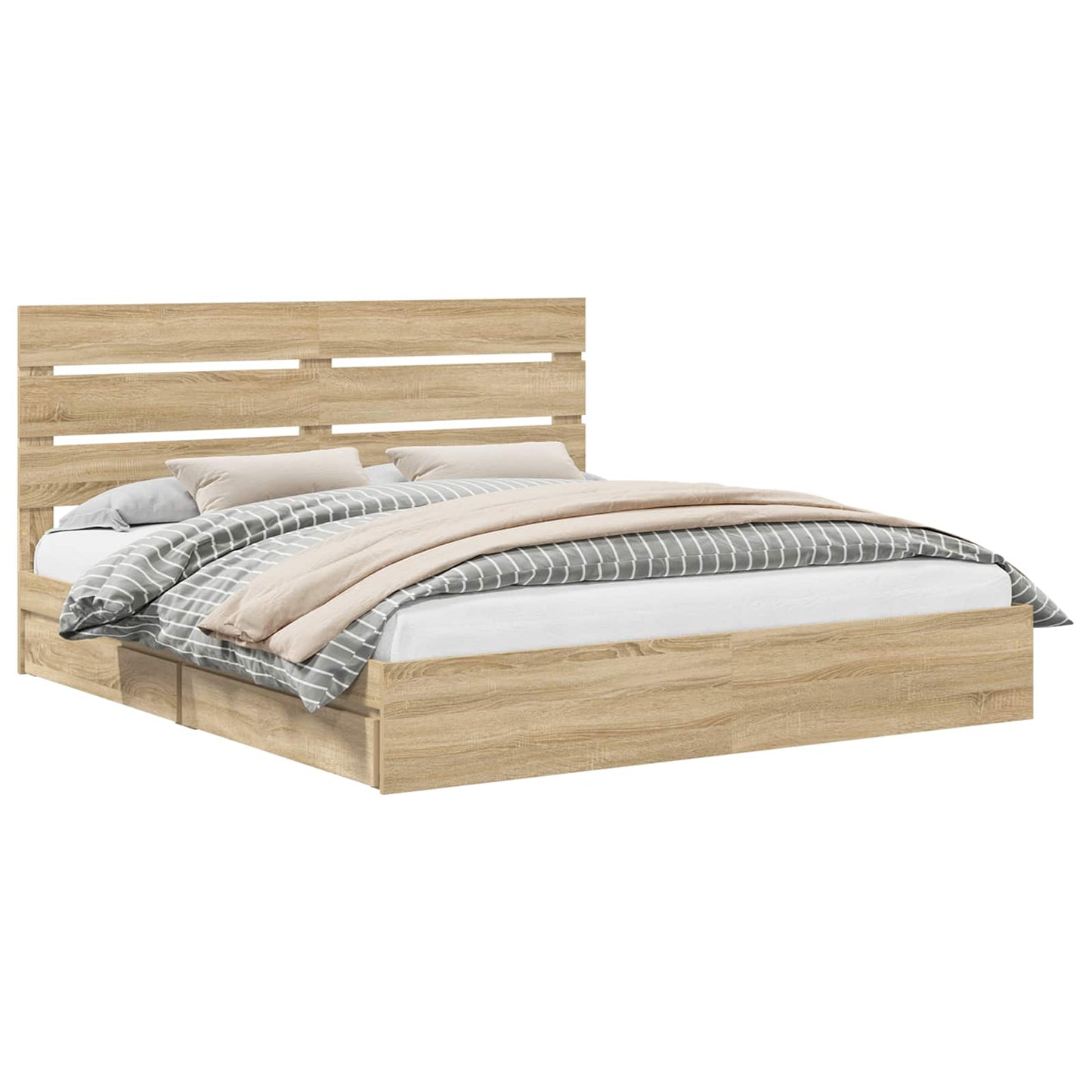 Letto con Contenitore con testiera Rovere Sonoma 180 x 200 cm | homemem39