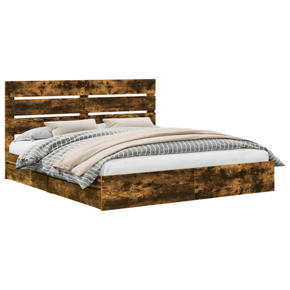 Letto con Contenitore con testiera Rovere fumé 180 x 200 cm